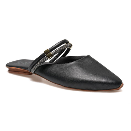 Mule Feminino Bico Fino com Strass – Casual Elegante Confortável Caramelo