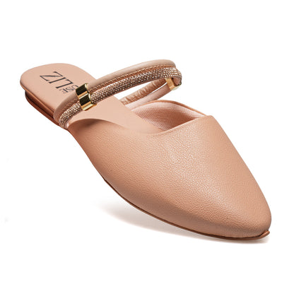 Mule Feminino Bico Fino com Strass – Casual Elegante Confortável Preto