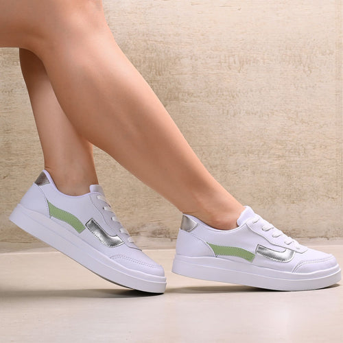 Tênis Casual Feminino Dayli – Conforto & Estilo para o Dia a Dia Branco/Verde