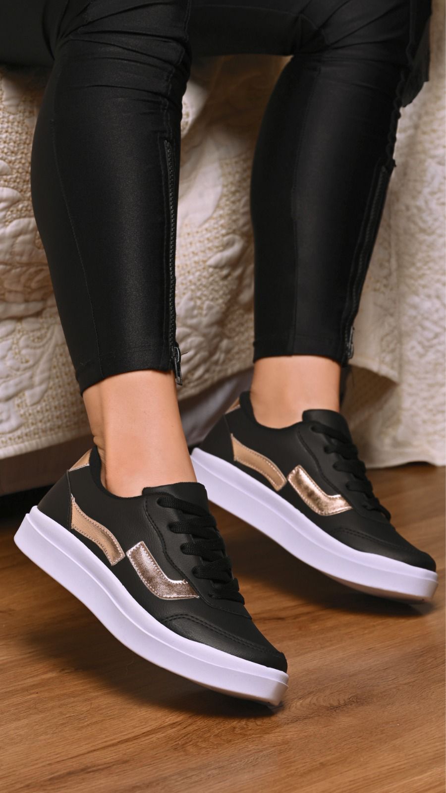 Tênis Casual Feminino Dayli – Conforto & Estilo para o Dia a Dia Branco/Verde