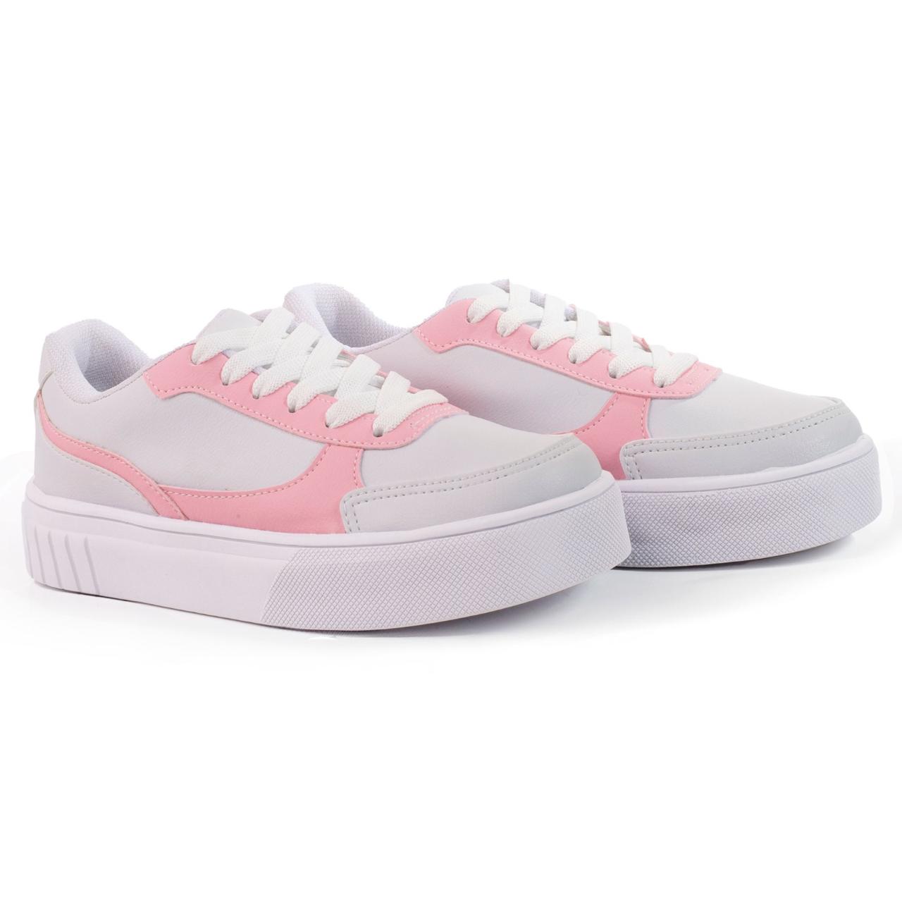 Tênis Feminino Casual confortável Lançamento - Branco/Rosa