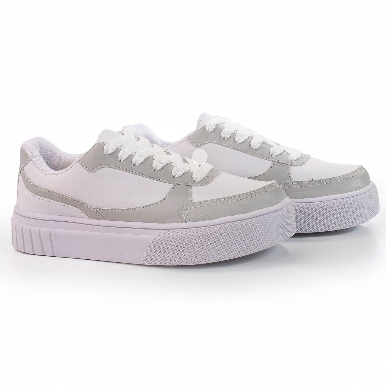 Tênis Feminino Casual confortável Lançamento - Branco/Cinza