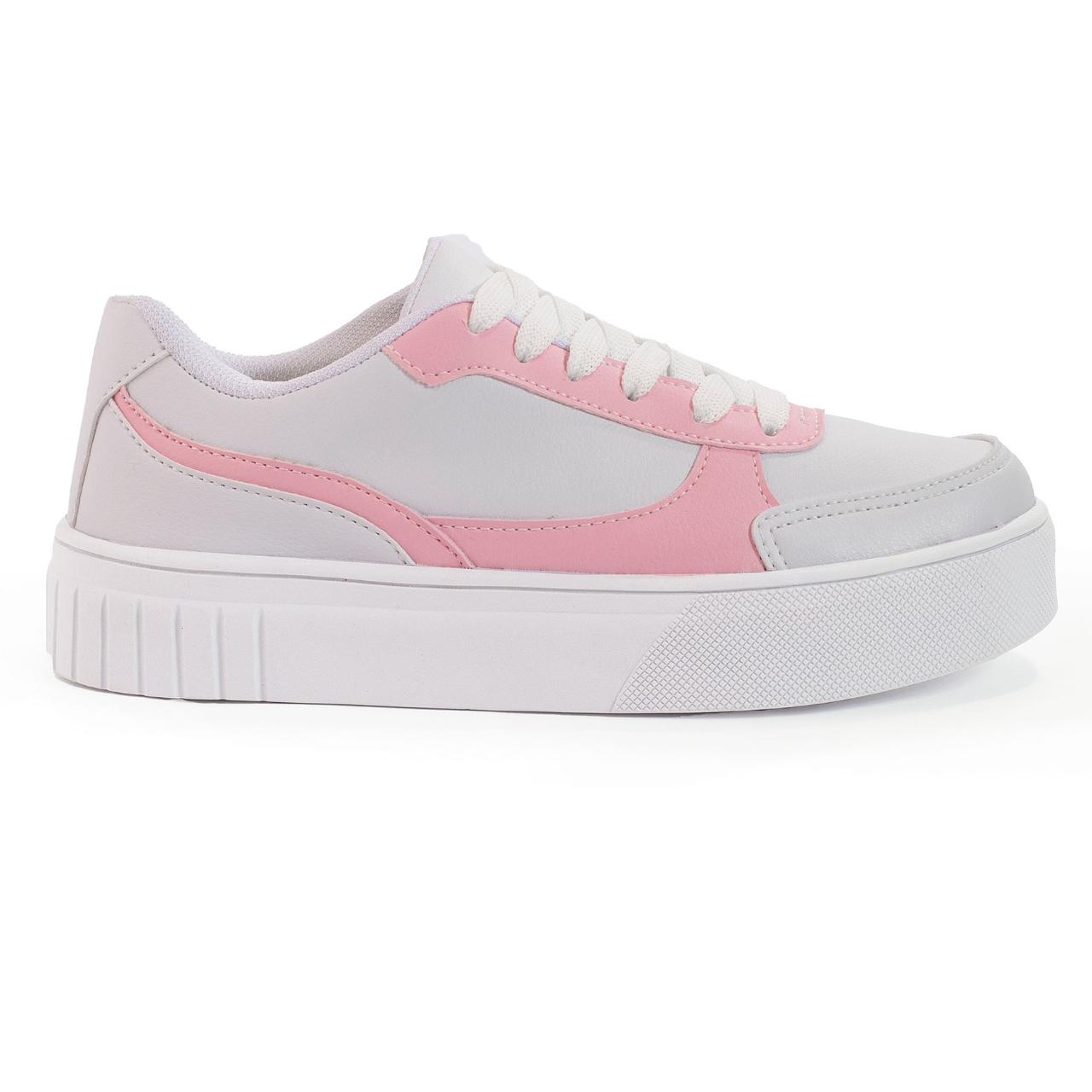 Tênis Feminino Casual confortável Lançamento - Branco/Rosa