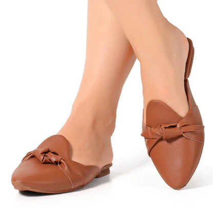 Mule Feminino Bico Fino com Laço – Casual Elegante Confortável Preto